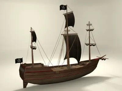 Pirate vessel ship Low-poly 3D model