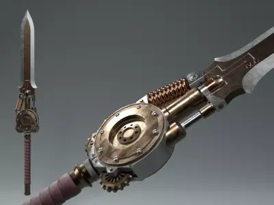 Steampunk Sword Low-poly 3D model