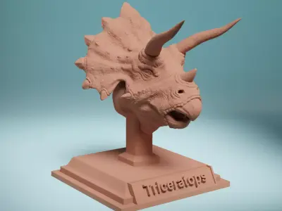 Triceratops Bust Highly Detailed 3D Model 3D print model