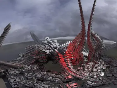 7 Dragon Sci fi Bone Towers 3D model