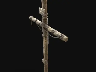 WOODEN CROSS BIBLICAL JESUS CHRIST GOD SYMBOL TORMENT DEVICE Low-poly 3D model