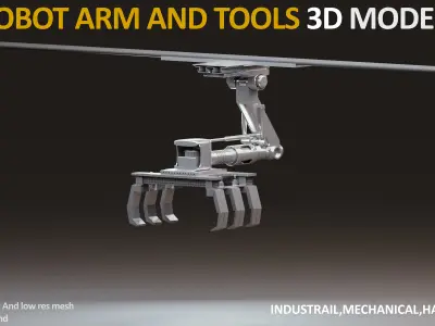 10 Industrial Robot Arm and 5 tools 3D model Low-poly 3D model