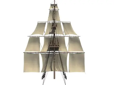 White Sailing Ship Mast 3D model