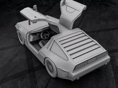 DMC DeLorean with Open Doors  3D Printable Car Model RoZ 3D print model