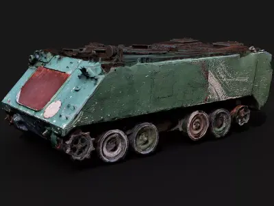 war destroyed military M113 vehicle wreck PBR photogrammetry Low-poly 3D model
