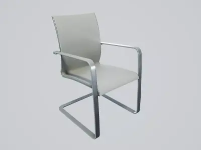 Modern chair white textile - metal silver Low-poly 3D model
