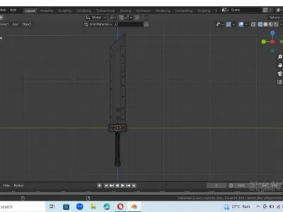 big fantasy sword Low-poly 3D model