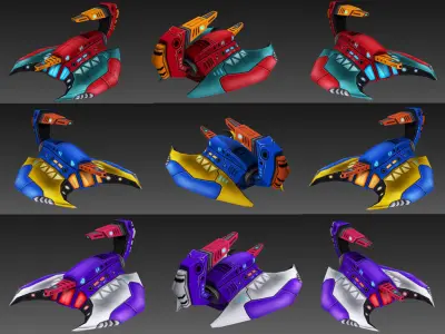 Big Toon SciFi Star Ships Low-poly 3D model