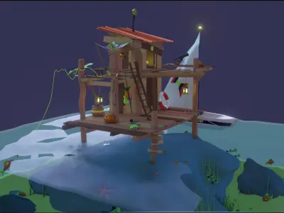 Fishing Shack Scene 3D model