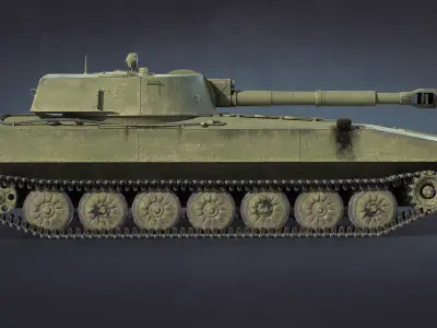 2S1 Gvozdika self-propelled howitzer Low-poly 3D model