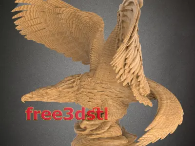 bald eagle 3D STL Model for CNC Router Free 3D print model