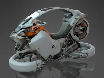 Cyberpunk Sci-Fi Hoverbike Low-poly 3D model