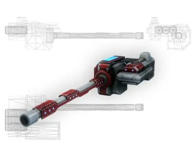 Blaster cannon 01 sci-fi low poly Low-poly 3D model