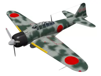 A6M2 Zero fighter Type 21  3D model