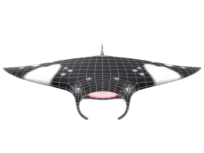Giant Oceanic Manta ray Animated Fish  Low-poly 3D model
