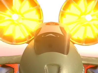 Modern-fighter fighter jet with two flames Low-poly 3D model