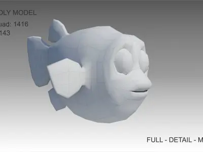 Puffer Fish Toon Low-poly 3D model