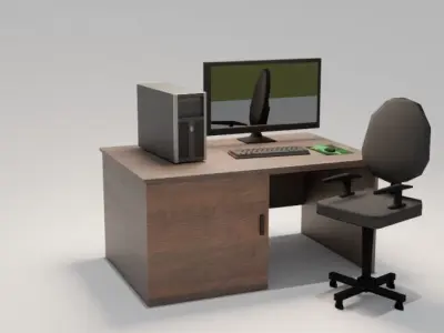 Computer Table  Free low-poly 3D model