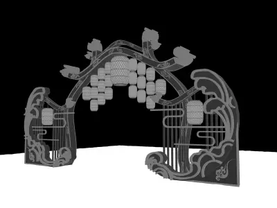 Ancient gate archway of the Tang Dynasty 3D model