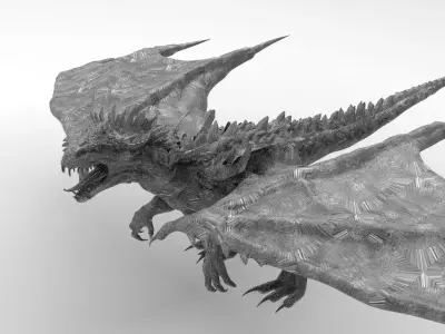 Dragon lizard Viking Dinosaur Statue 3D model