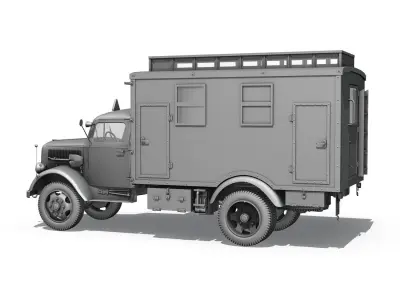 Opel Blitz - 3t  Ambulance Truck with EC Koffer 3D model