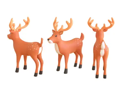 Cartoon Reindeer 4 Cute  Low-poly 3D model