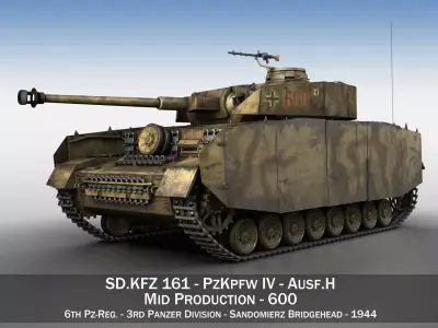 PzKpfw IV - Panzer 4 - Ausf H - 600 3D model