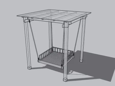 Wooden Bed Swing Free 3D model