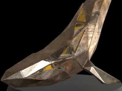 Steampunk Blue Whale Low-poly 3D model