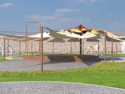 Pavillon shade sun-flower Low-poly 3D model  Low-poly 3D model