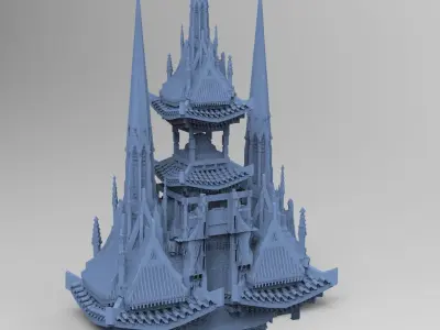General Warlord Temple grand Tower 2 3D model