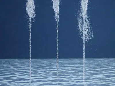 3 hight jets of water 3D model