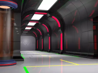 Sci Fi Corridor Futuristic 3D model 2
