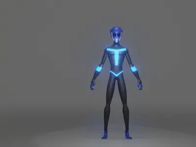 Blue Alien Low-poly 3D model