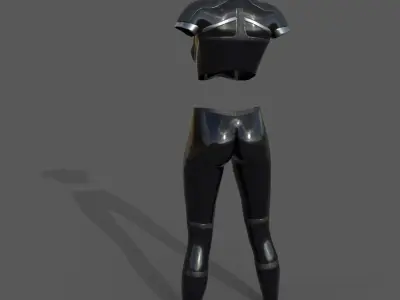 Female character sci-fi suit videogame Low-poly 3D model