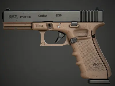 Modern AAA Pistol Pack Game Ready PBR Low-poly 3D model