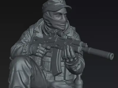 Desert Recon Operative STL Tactical Warfare Display Figure 3D print model