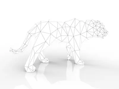 Tiger polygonal sculpture of 3D model