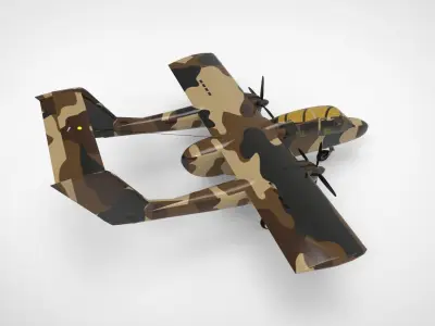 Rockwell OV-10A Bronco Series FSX  Low-poly 3D model