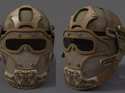 Helmet camo human military combat soldier protection  Low-poly 3D model