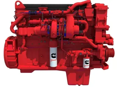 Red Heavy-Duty Diesel Engine Cummins 3D model