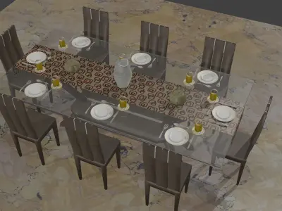 Modern dinning table set Free 3D model
