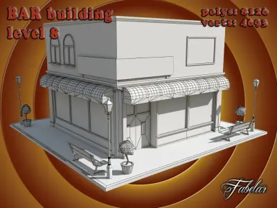 BAR level Low-poly 3D model