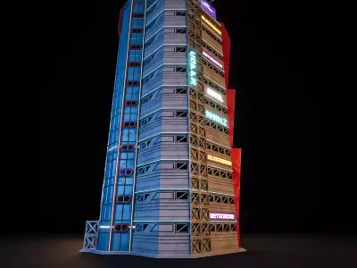 SCIFI CYBERPUNK FUTURISTIC NEON SKYSCRAPER 02 Low-poly 3D model