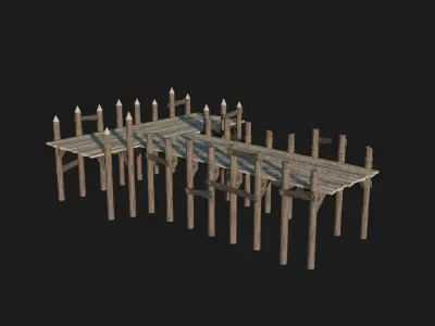 VIKING NORSE PORT HARBOR PIER PLATFORM VILLAGE COLLECTION Low-poly 3D model