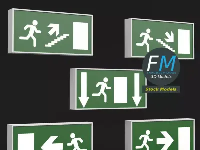 Emergency exit signs 3D model