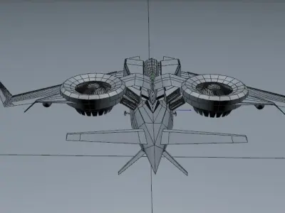 XGunship futuristic fighter jet Low-poly 3D model