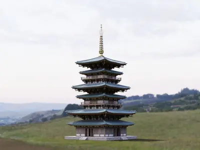 Japanese Modular Pagoda 2 Low-poly 3D model