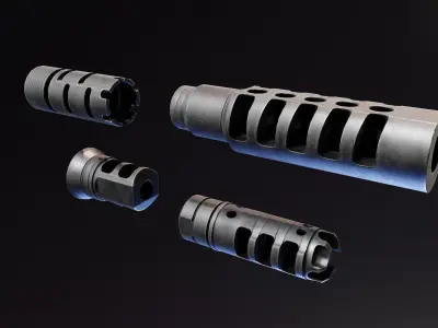 Muzzle Brakes Free low-poly 3D model