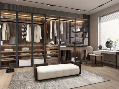 Dressing room  Wardrobe closet full Scene 3D model